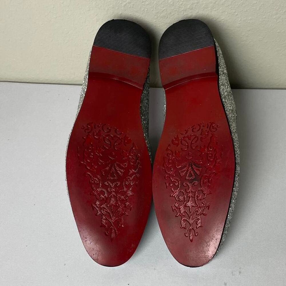 Men’s Haza Pairs Silver Sequin Loafers Size 10 Glitter Party Tuxedo Dress Shoes - Picture 7 of 7